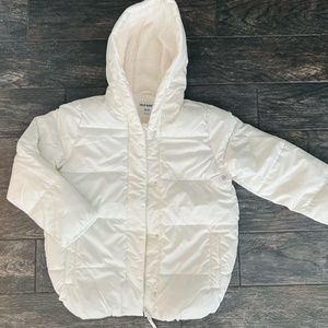 Old Navy Water Resistant Hooded Puffer Jacket - Cream White